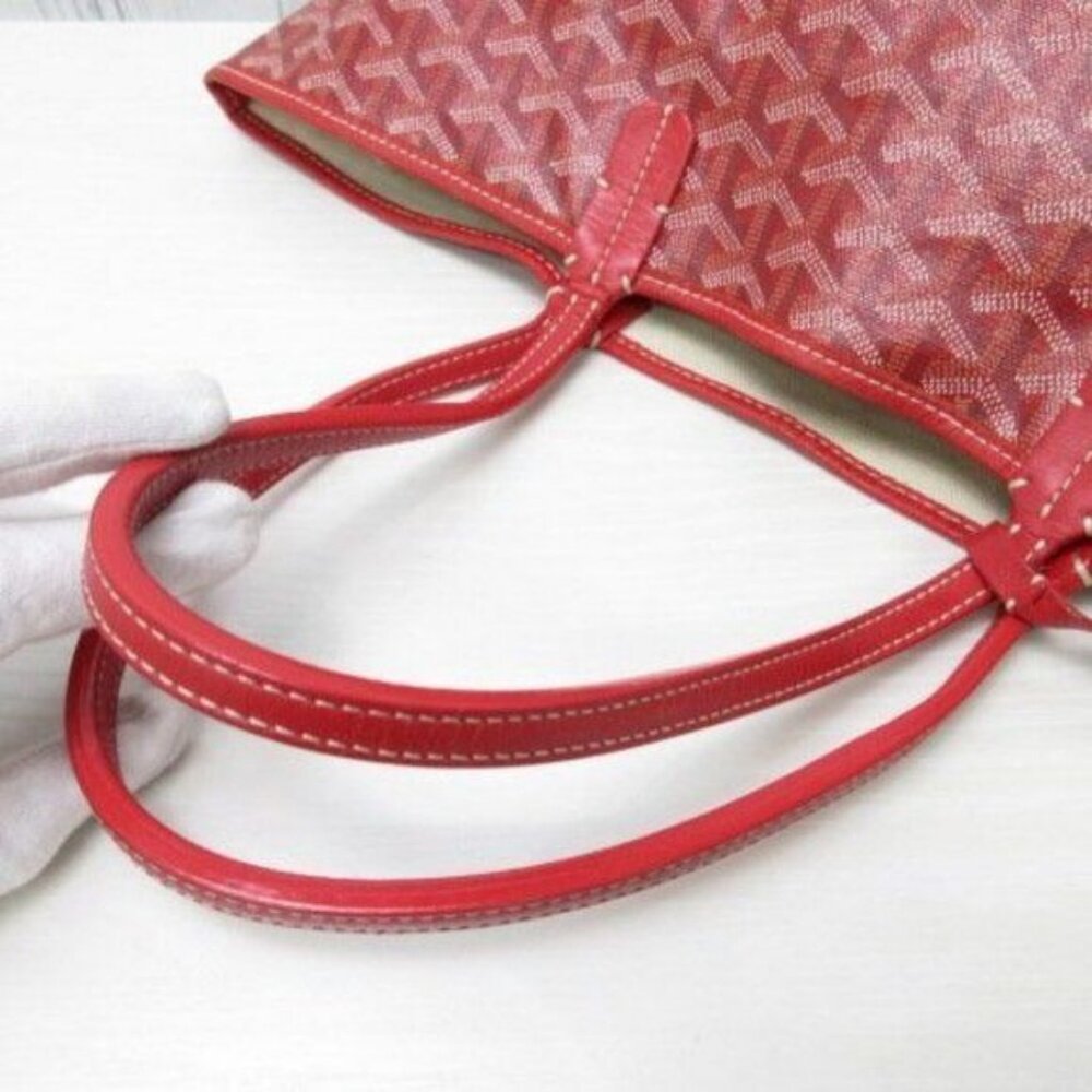 RARE Authentic Goyard Goyardine Saint Louis PM Red Shoulder Tote Bag & Pouch - Picture 7 of 16
